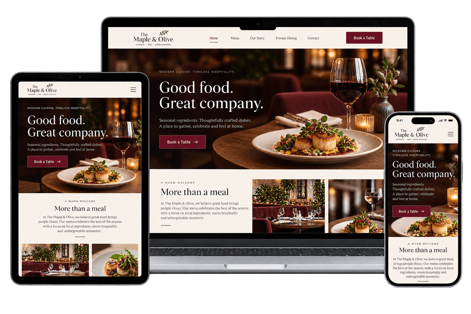 Restaurant Website mockup
